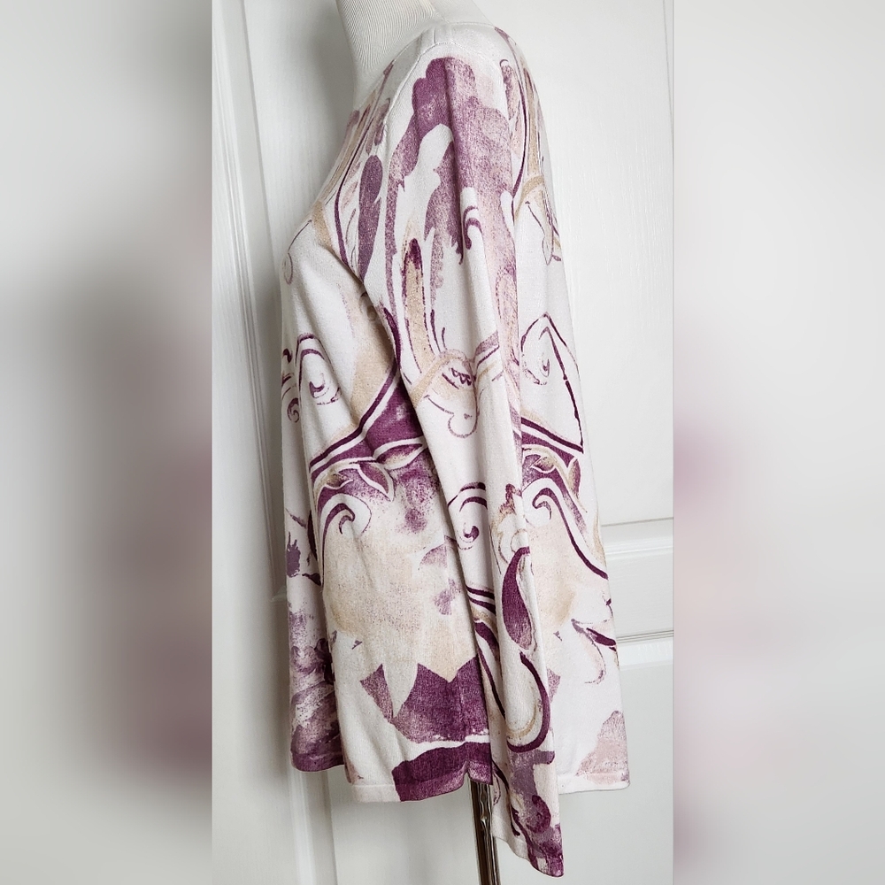 Chicos Purple Swirl Sweater Womens Medium Art To Wear Casual Rayon Blend - Picture 5 of 8